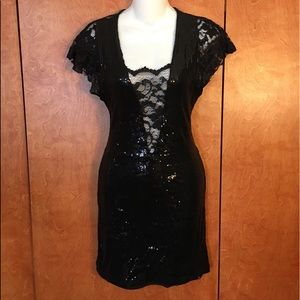 Sexy black lace and sequins dress